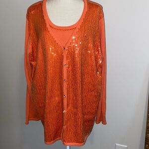 Cracker Factory -2 piece sweater set light orange sequins size 2X